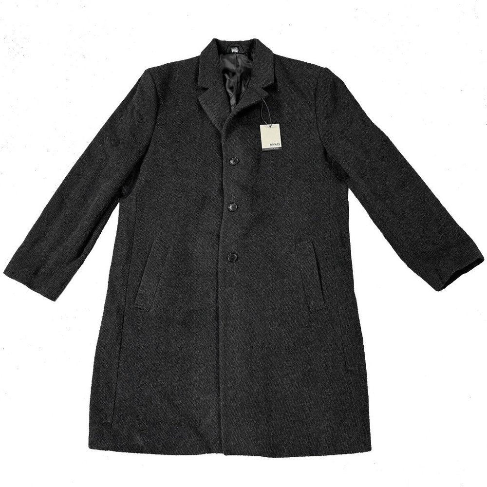 NEW $795 Hickey Freeman Overcoat! 48 Reg Charcoal Gray Wool & Cashmere Heavy
